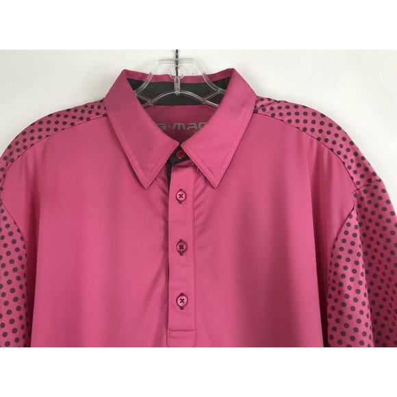 G Mac By Kartel Men's Pink Short Sleeve Golf Polo Shirt Size Medium M Polkadot - Picture 5 of 8